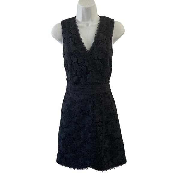 Alice Olivia Lennon Dress Womens 4 Black Mini Lace Cocktail Party NYE Event  NWT